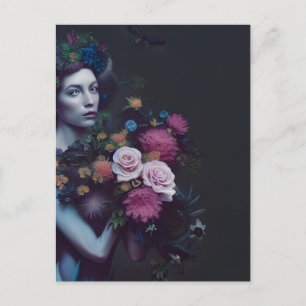 Mörk Blommigt Vumenvykort Vykort