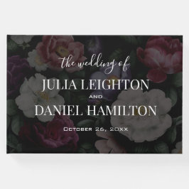 Mörk Blommigts Modern bröllopsinbjudan Gästböcker