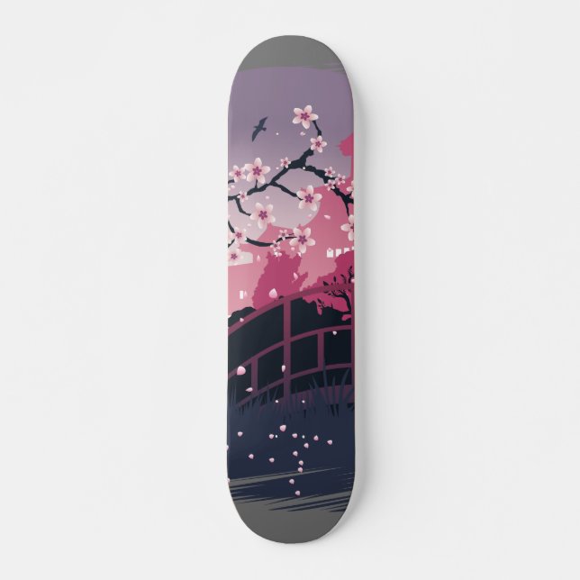 Mörk Blomning Mini Skateboard Bräda 18,5 Cm (Framsida)
