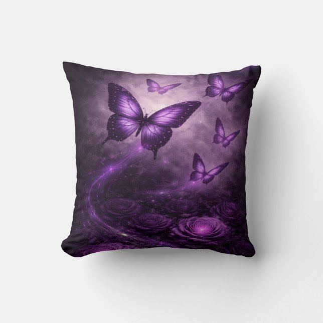 Mörk Blomsterlig Gotisk Dekor Kudde (Framsida)