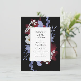 Mörk Bloom Night Garden Goth Blommigt Black Bröllo Inbjudningar