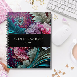 Mörk Bloom Teal Lila Watercolor Blommigt