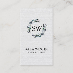 Mörk bohemisk blomster monogram visitkort