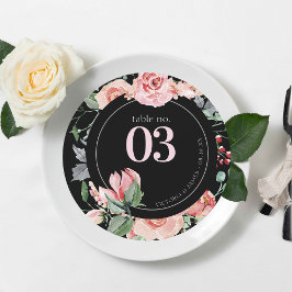 Mörk Boho Blommig Grönska | Bröllops Bordnummer