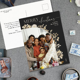 Mörk Boho Blommigt 1 Photo God jul Vykort