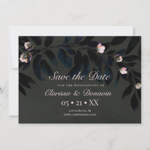 Mörk Boho Blommigt Löv Handfast Spara datum Datumet