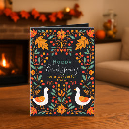 Mörk Boho Folk Art Thanksgiving Tacksamhetsmeddela Kort