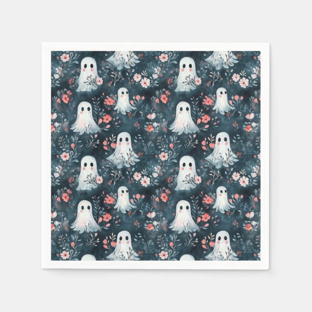 Mörk Boho Ghost Mönster Napkins Pappersservett (Framsidan)