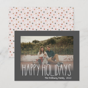 Mörk Boho Polka Dot Glad helg Faded-foto Julkort
