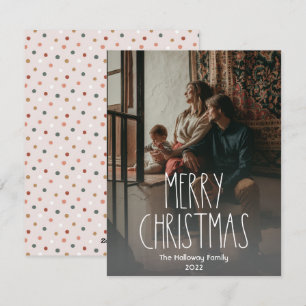 Mörk Boho Polka Dot-jul-Fullt Lodrät Photo Julkort