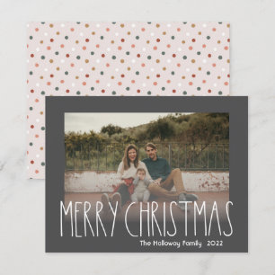 Mörk Boho Polka-prickade fotfoto till julklapp Julkort