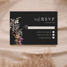 Mörk Boho Wildblomma Bröllop OSA Kort