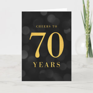 Mörk Bokeh Guld Cheers till 70 års födelsedag Kort