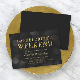 Mörk Bokeh Ljus Faux Guld Bachelorette Helg Inbjudningar