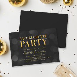 Mörk Bokeh Ljus Faux Guld Bachelorette Party Inbjudningar