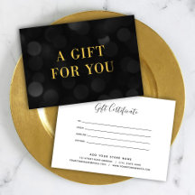 Mörk Bokeh Ljus Faux Guld Gift Certificate