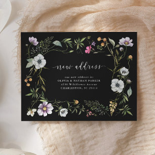 Mörk Botanical Wildblommor Meddelande om Flytta Vykort