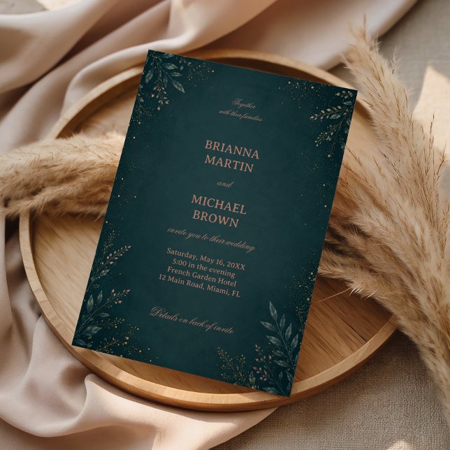 Mörk Botanisk Elegant Lyxig Inbjudningar (Skapare uppladdad)