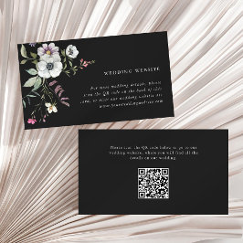 Mörk Botaniska Wildblommor Bröllop webbplats QR-ko Tilläggskort