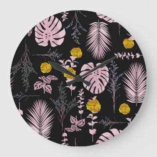 Mörk botaniskt, blommor lämnar mönster. stor klocka