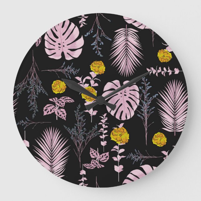 Mörk botaniskt, blommor lämnar mönster. stor klocka (Framsida)