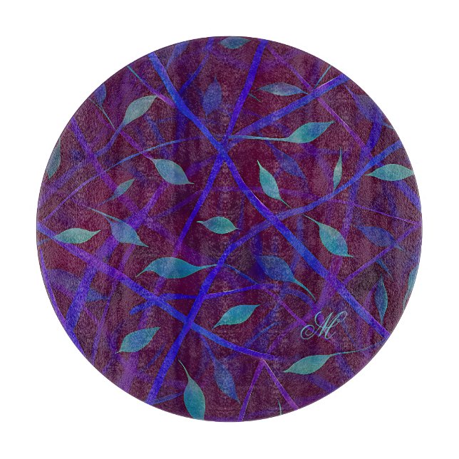 Mörk Botaniskt burgundy Jewel Foliage Monogram (Framsidan)