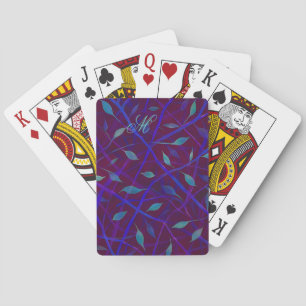 Mörk Botaniskt burgundy Jewel Foliage Monogram Casinokort