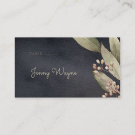 Mörk botaniskt grönt vintage eskort för rustik placeringskort