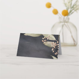 Mörk botaniskt grönt vintage eskort för rustik placeringskort