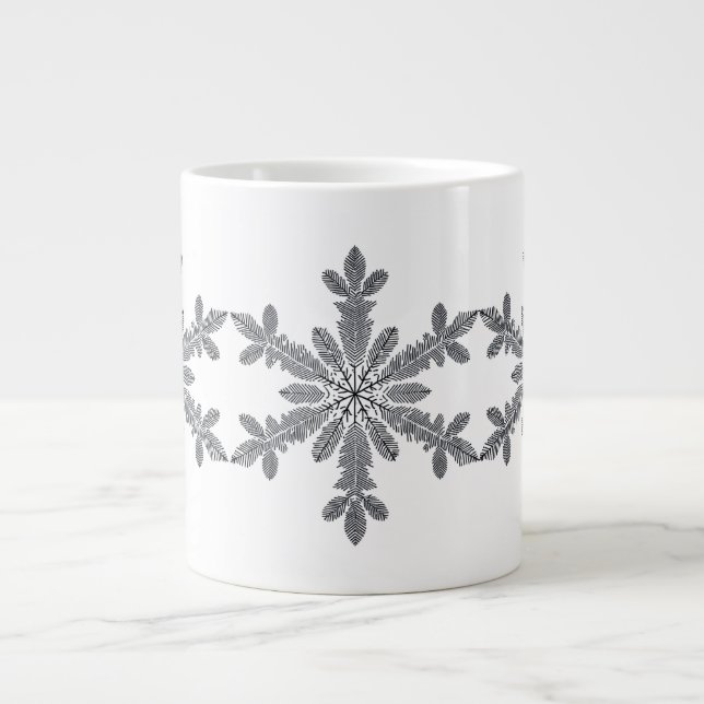 Mörk Botaniskt snöflingor på svart Jumbo Mugg (Framsidan)