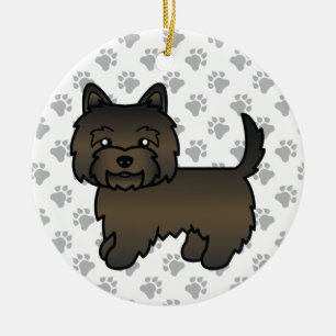 Mörk brindle Cairn Terrier Hundillustration & Tass Julgransprydnad Keramik