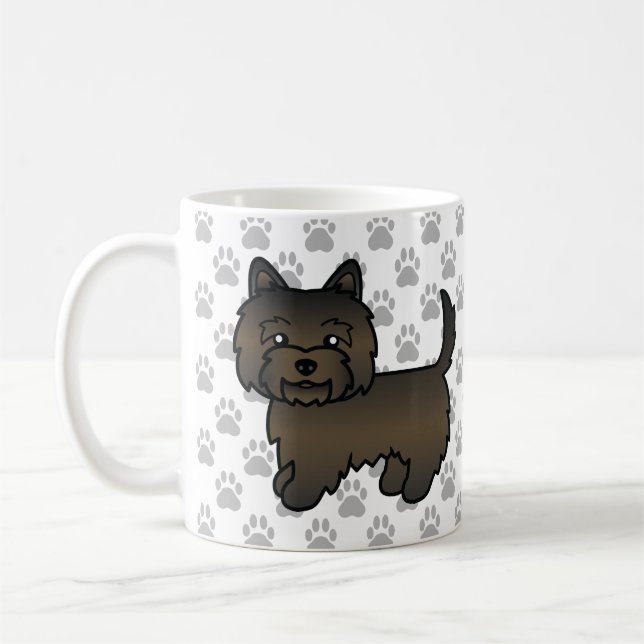 Mörk brindle Cairn Terrier Hundillustration & Tass Kaffemugg (Vänster)
