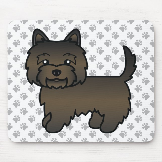Mörk brindle Cairn Terrier Hundillustration & Tass Musmatta (Framsidan)
