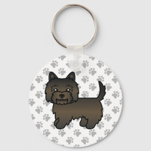 Mörk brindle Cairn Terrier Hundillustration & Tass Nyckelring