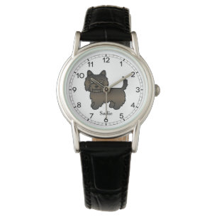 Mörk brindle Cairn Terrier Söt Hund & Anpassat Nam Armbandsur