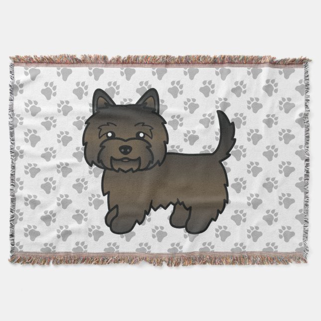 Mörk brindle Cairn Terrier Söt Tecknad Hund Filt (Framsidan)