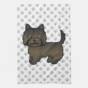 Mörk brindle Cairn Terrier Söt Tecknad Hund Kökshandduk