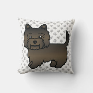 Mörk brindle Cairn Terrier Söt Tecknad Hund Kudde