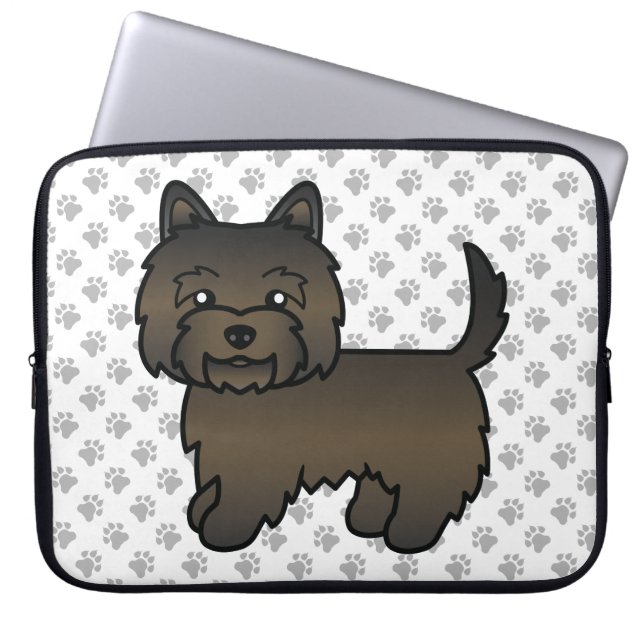 Mörk brindle Cairn Terrier Söt Tecknad Hund Laptop Fodral (Framsidan)