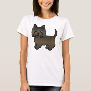 Mörk brindle Cairn Terrier Söt Tecknad Hund T Shirt