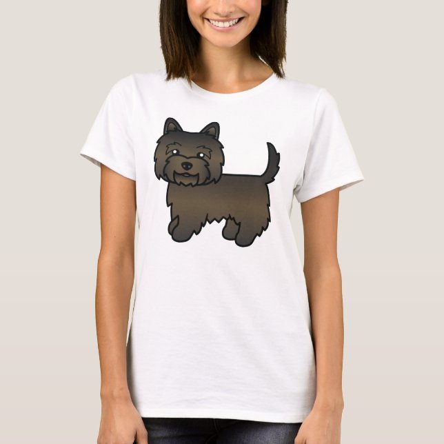 Mörk brindle Cairn Terrier Söt Tecknad Hund T Shirt (Framsida)