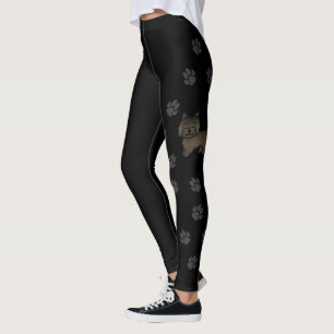 Mörk brindle Cairn Terrier Söt Tecknad Hund & Tass Leggings