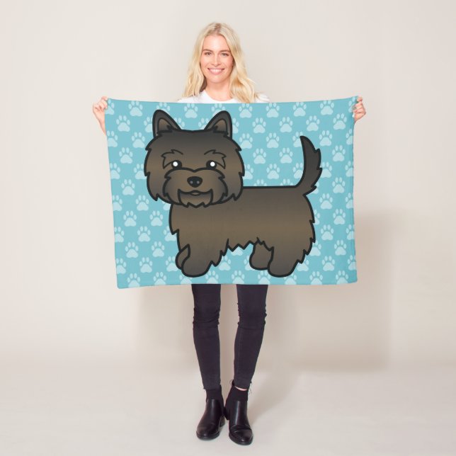 Mörk brindle Cairn Terrier Tecknad Hund Fleecefilt (På plats)