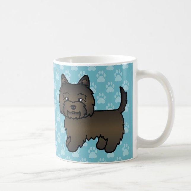 Mörk brindle Cairn Terrier Tecknad Hund Kaffemugg (Höger)