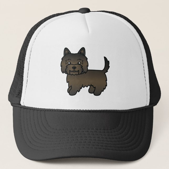 Mörk brindle Cairn Terrier Tecknad Hund Ritning Truckerkeps (Framsida)