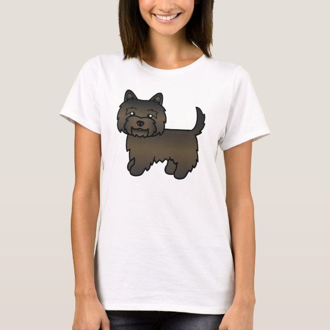 Mörk brindle Cairn Terrier Tecknad Hund T Shirt (Framsida)