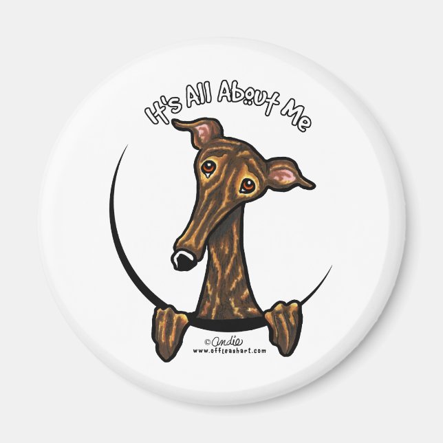 Mörk Brindle Greyhound IAAM Magnet (Framsidan)