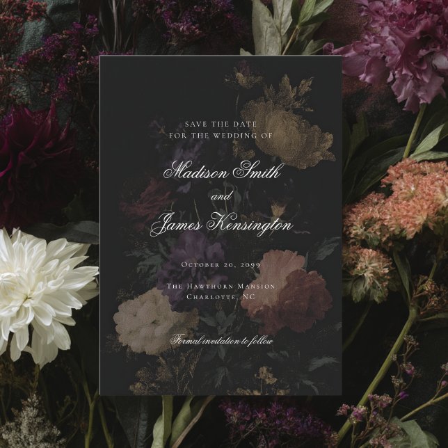 Mörk Bröllop Romantic Moody Flowers Painting Spara Datumet (Skapare uppladdad)