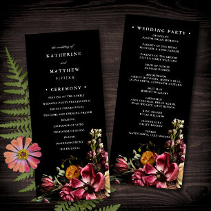 Mörk + Bröllopsprogram för Moody Elegant, svart Bl Program