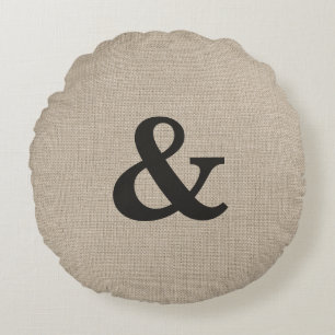 Mörk Brown Ampersand Round Dekorativ kudde